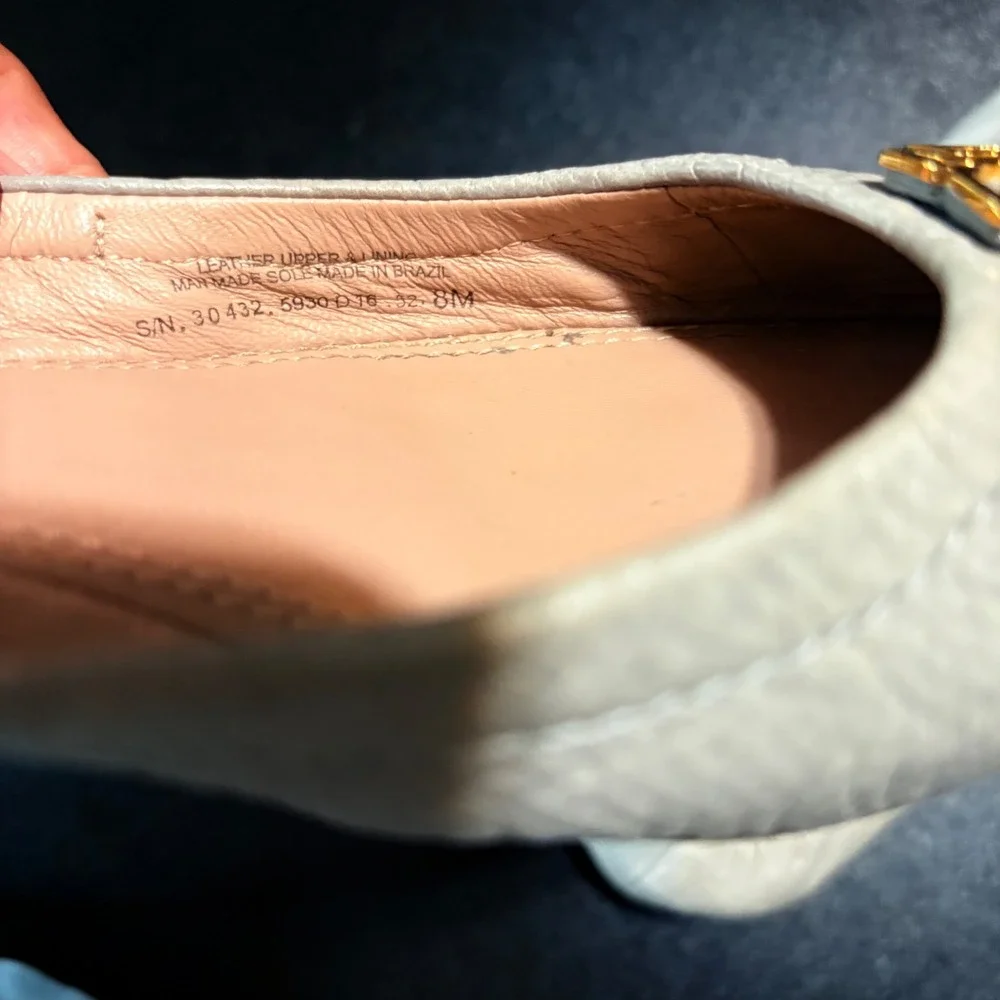 Tory Burch Melinda ballet flats size 8 gray taupe leather comfort lightweight